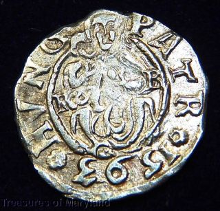 Inverted Date 1593 Mary Holding Baby Jesus Hungarian Denar (s) photo
