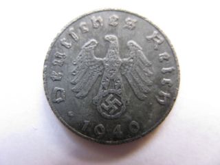 X - Rare 1940 A German 5 Rpfennig Zn Coin;nazi Swastika - Genuin​e 3rd Reich photo