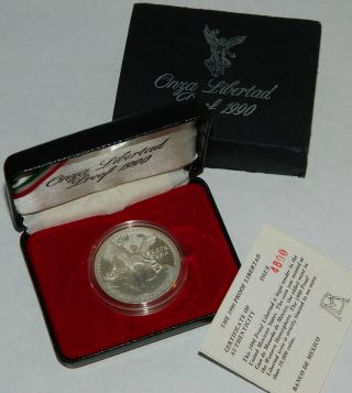 1990 Silver Libertad Proof - Box & Coin photo