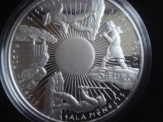 Latvia Lettland 5 Eurogadskartas (year Round) Collector Coin Silver 92.  5 photo