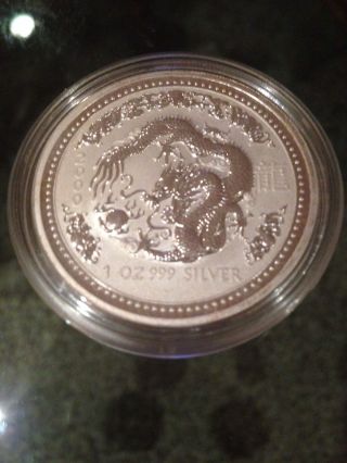 2000 P Australian Lunar Year Of The Dragon 1 Oz Silver Coin photo