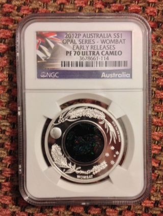 2012 P Australia $1 Opal Series Wombat Coin Pf 70 Ultra Cameo Early Release Ngc photo