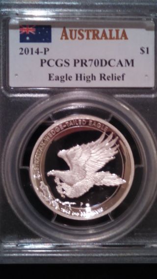 2014 - P Pr70 Pcgs Eagle High Relief Silver Dollar photo