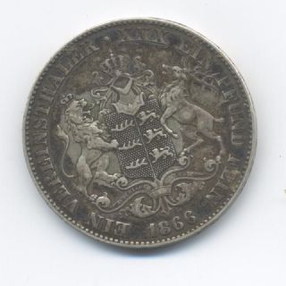 Germany Vereinsthaler 1866 Silver Coin Karl Koenig Von Wuerttemberg photo