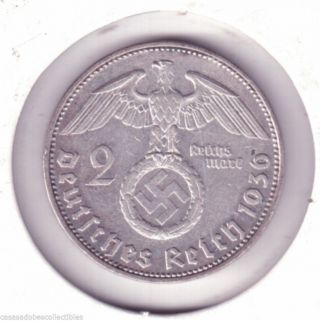 1936 - D Germany - Third Reich,  2 Reichsmark Silver Coin,  246 photo