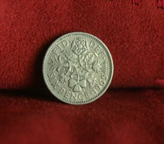 Great Britain 1965 6 Pence World Coin Uk British English Rose Lucky Shamrock photo