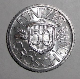 1952 Austria 50 Groschen Coin photo