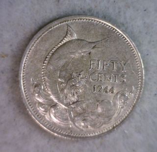 Bahamas 50 Cents 1966 Extra Fine Silver Coin (stock 0571) photo