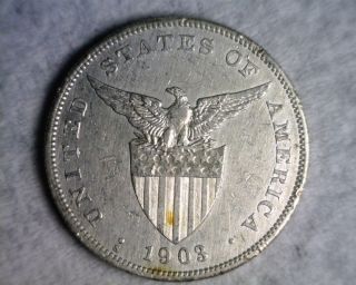 1903 - S Usa Philippines Silver Peso - Xf Details; Cleaned photo