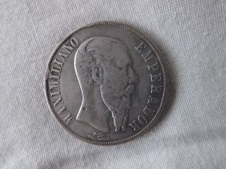 1866 Mexico 1 Peso Silver Empire Of Maximiliano Coin photo