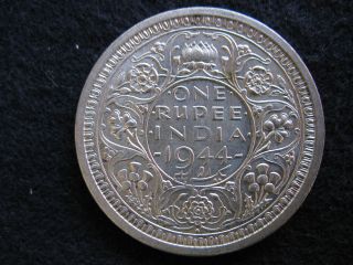 1944 One Rupee India Silver George Vl Emperor Coin Unc.  No Rsv.  0.  99 Start Bid photo