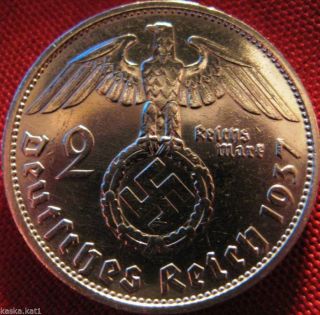 Nazi German 2 Reichsmark Silver 1937 - F Coin Third Reich Eagle Swastika photo