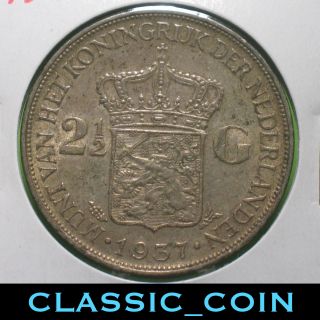 1937 Silver 2 1/2 Gulden East Indies Toned Fast, photo