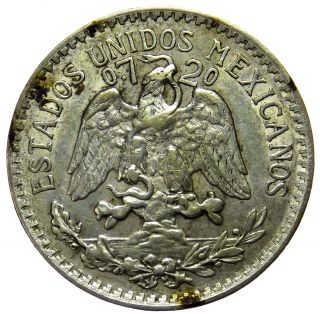 Mexico 50 Centavos,  1939 Silver Coin Au photo