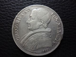 Pontifical States Silver Coin 1 Scudo Km 1315 Vf 1834r photo