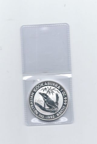 1992 1 - Ounce Australian Kookaburra Silver $1 Coin photo