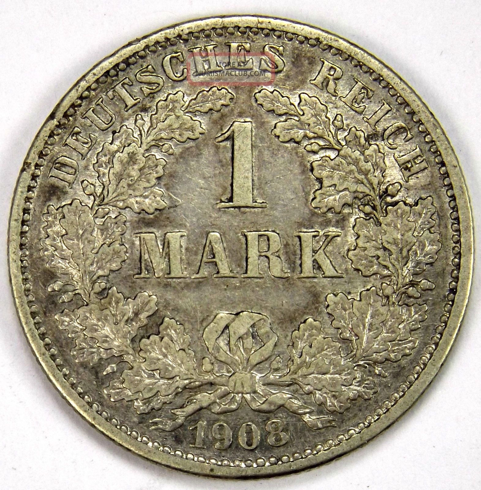 Germany, Empire 1 Mark, 1908 G Silver Coin