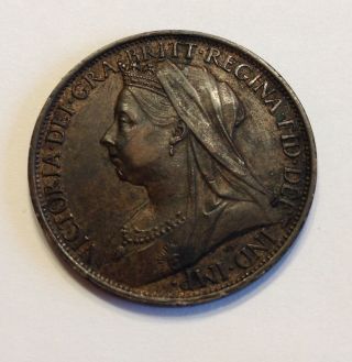 1897 Great Britain Large Penny - Queen Victoria - Great Detail & Patina photo