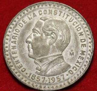 1957 Mexico Silver Un Peso Foreign Coin S/h photo