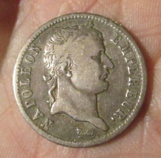 Silver Coin Empire Francais Napoleon Empereur 1 Franc 1812 Vf photo