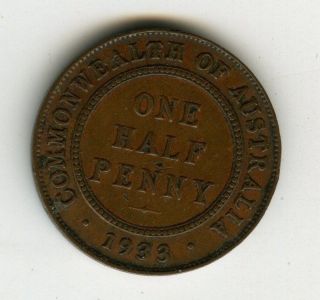 Australia 1/2 Penny,  1933 photo
