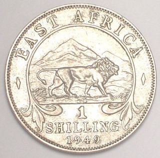 1949 East Africa African 1 Shilling Lion Coin Vf, photo