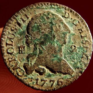 1776 Pirate Cobs Coin 2 Maravedis Carlos Iii Spanish Old Colonial Treasure Time photo