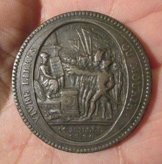 Large French Revolution Token Issue 5 Sols 1792 Vf photo