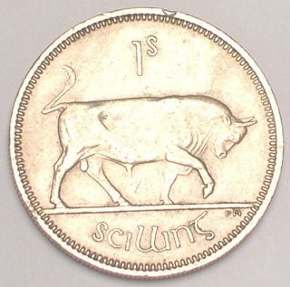 1959 Ireland Irish One 1 Shilling Bull Coin Vf, photo
