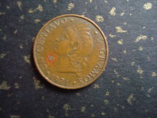 Dominican Republic 1 Centavo Bronze Coin.  1971,  Native Princess photo