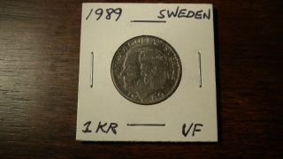 1989 Sweden 1 Krona Coin photo