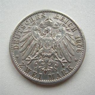 Prussia 1906a Silver 2 Mark Coin photo