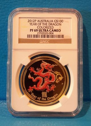 $200 For 2012 P Austalian 1oz Gold $100 Year Of The Dragon photo