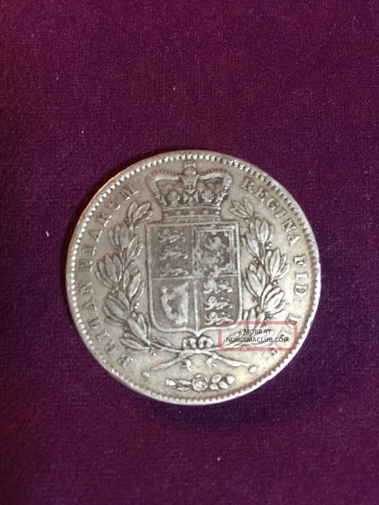 1845, Great Britain, Queen Victoria. Large Silver Crown Coin. Vf Estate