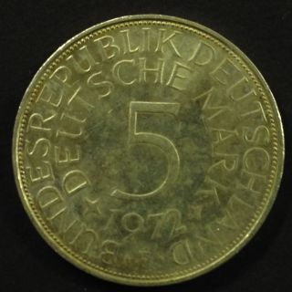 1972 - F Germany 62.  5 Silver 5 - Mark Coin 0.  2250oz Asw Km 112.  1 photo
