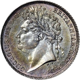 Great Britain George Iv Silver Sixpence 1825 Ngc Ms62 Toning Ex.  Newman Collect. photo