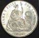 Un Sol 1870 Republica Peruana Lima 9 Decimos Finos Y.  J,  Silver Coin From Peru South America photo 1
