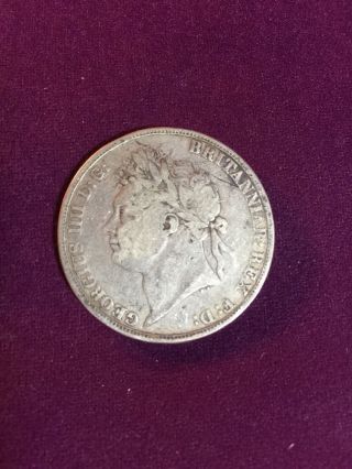 1822 Crown George Uk/great Britian Coin.  925 Silver Circulated Estate Find photo