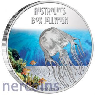 Tuvalu 2011 Box Jellyfish Deadly And Dangerous Ii $1 Silver Proof Coin photo