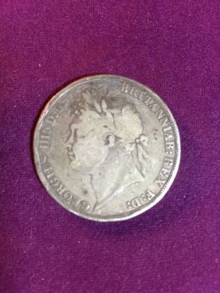 1822 Crown George Uk/great Britian Coin.  925 Silver Circulated Estate Find photo