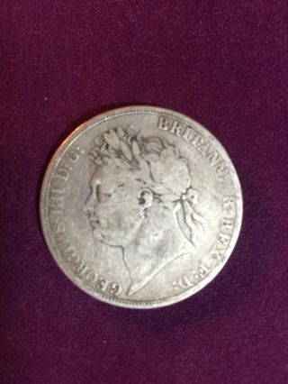 1821 Crown George Uk/great Britian Coin.  925 Silver Circulated Estate Find photo