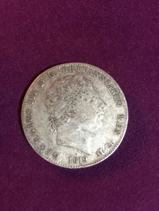 1819 Crown George Lix Uk/great Britian Coin.  925 Silver Circulated Estate Find photo