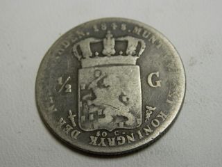 Netherlands 1848 1/2 Gulden Silver Coin photo
