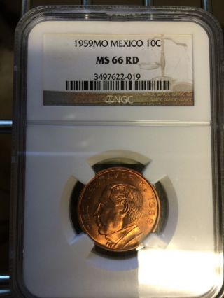 1959 10 Centavos Mexico Ngc 66 Red photo
