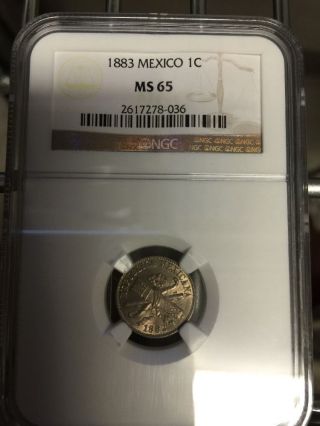 1883 1 Centavo Mexico Ngc Ms65 photo