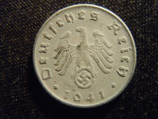 1941 - D - German - Ww2 - 5 - Reichspfennig - Germany - Nazi Coin - Swastika - World - Ab - 2163 - Cent photo