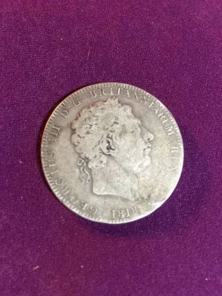 1818 1 Crown George Lviii Uk/great Britian Coin.  925 Silver Circulated photo