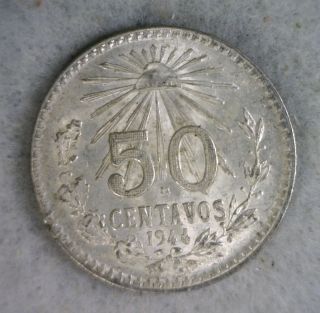 Mexico 50 Centavos 1944 Au Silver Coin (stock 0991) photo