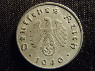 1940 - D - German - Ww2 - 10 - Reichspfennig - Germany - Nazi Coin - Swastika - World - Ab - 2998 - Cent photo