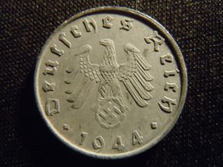 1944 - B - German - Ww2 - 10 - Reichspfennig - Germany - Nazi Coin - Swastika - World - Ab - 2996 - Cent photo